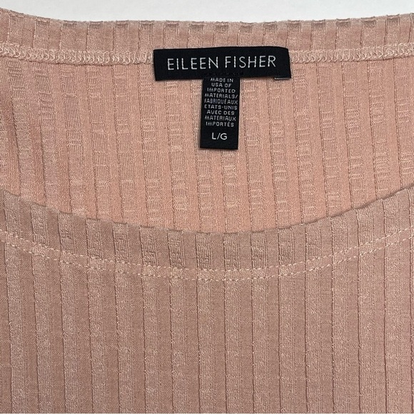 Eileen Fisher Tencel Stretch Rib Bracelet Sleeve Top Size Large Dune - Picture 9 of 10